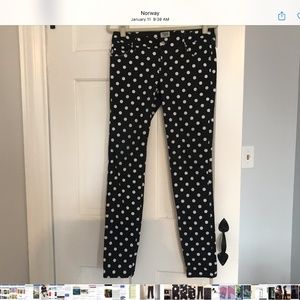 Polka dot, mid rise skinny pants